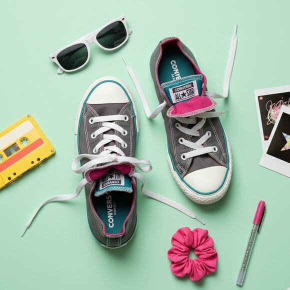 Converse Chuck Taylor All Star Double Tongue Sneakers | Gray Pink | Juniors 4 - Picture 1 of 12
